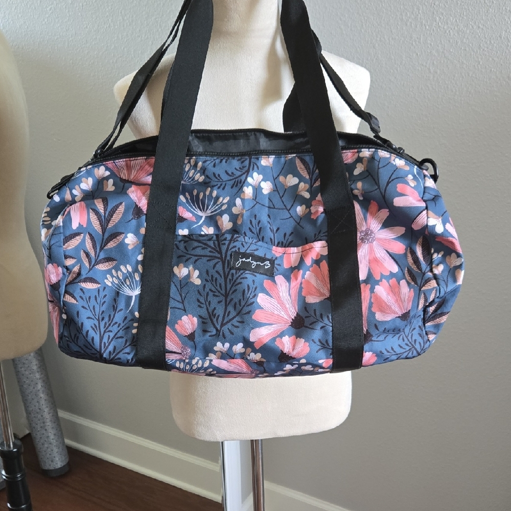 Floral Duffel Bag - Navy and Pink